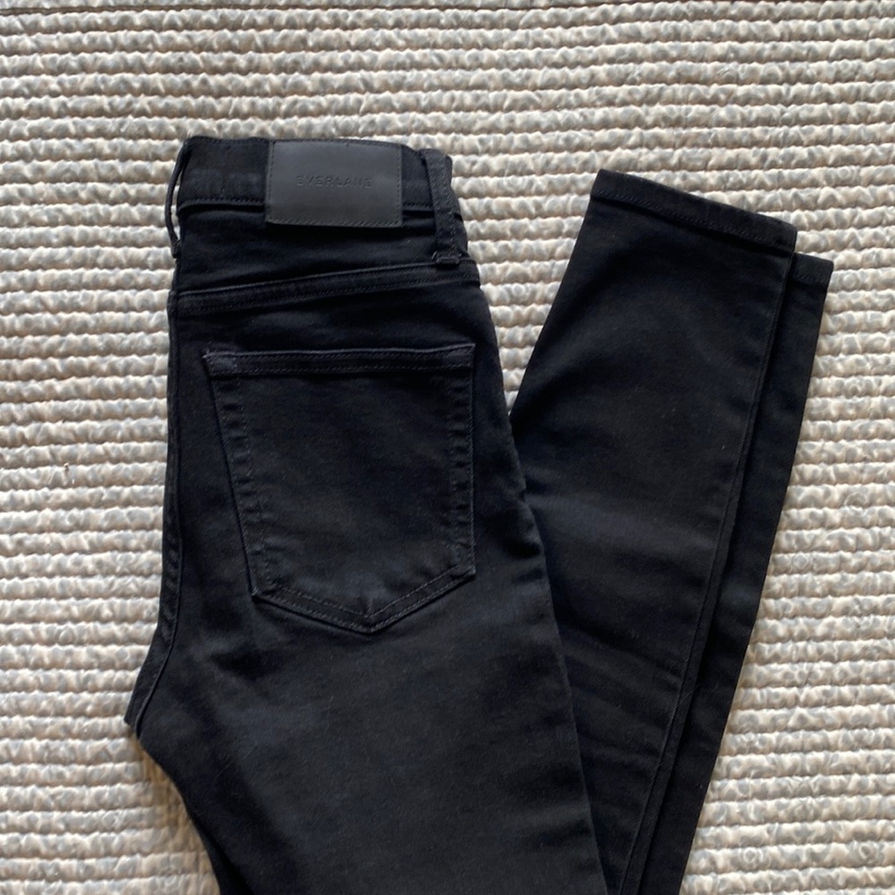 Everlane Authentic Stretch High Rise Skinny Jean, Black - Size 24 Ankle